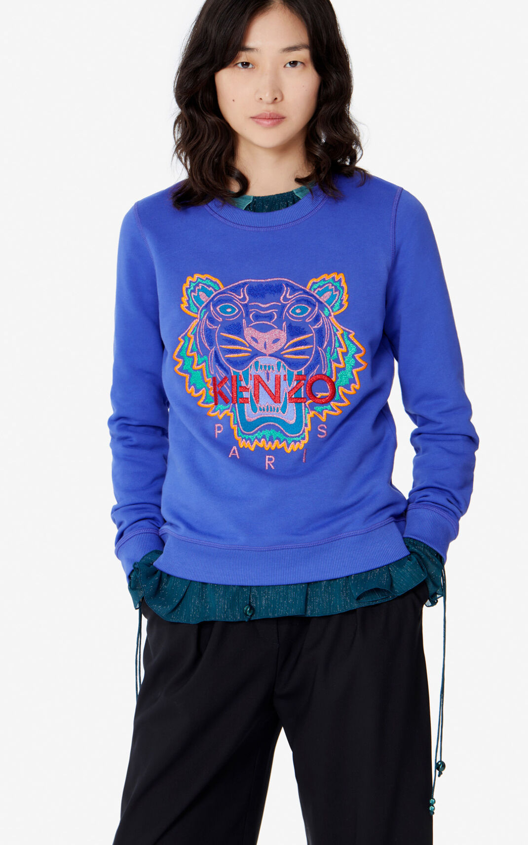 Kenzo Tiger Sweatshirt Bayan Mor | 9531-OTCYG